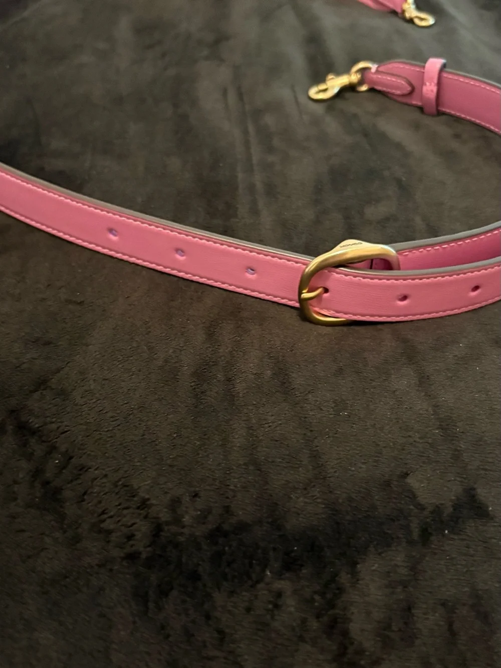 Pink Gold-Accent Leather Coach Shoulder Bag